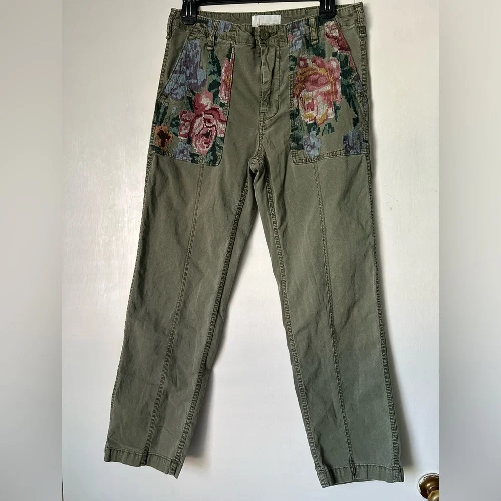 Antholropolie Embroidered Pants